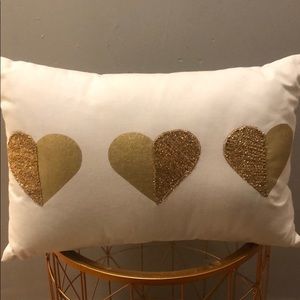 Nordstrom beige gold hearts Throw Pillow